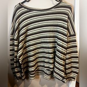 Lush super soft oversized sweater Size Large vintage look Brown white and green